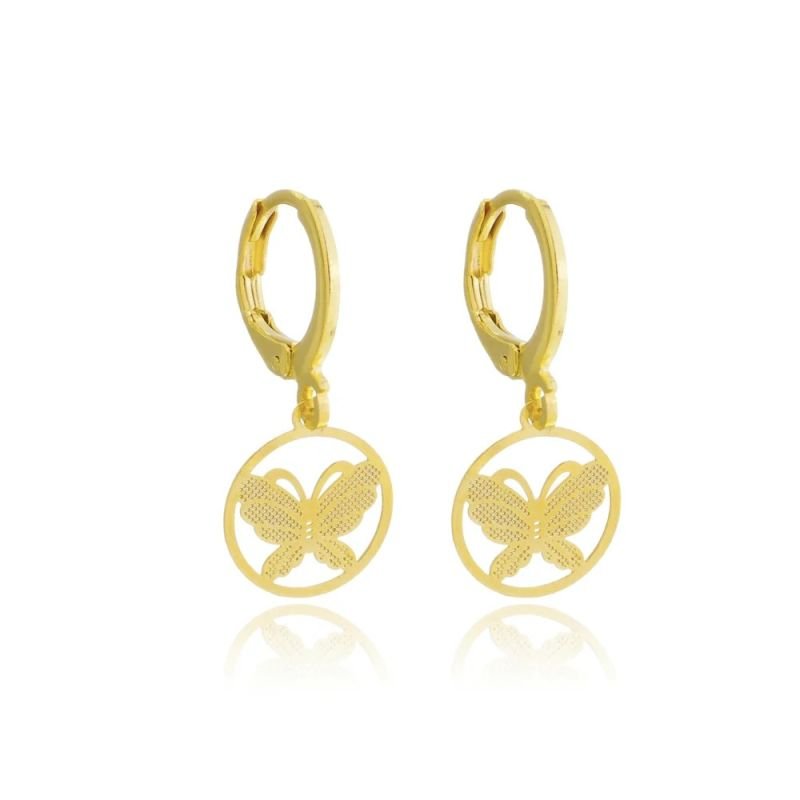 Brinco argolinha borboleta dourado ref 1570
