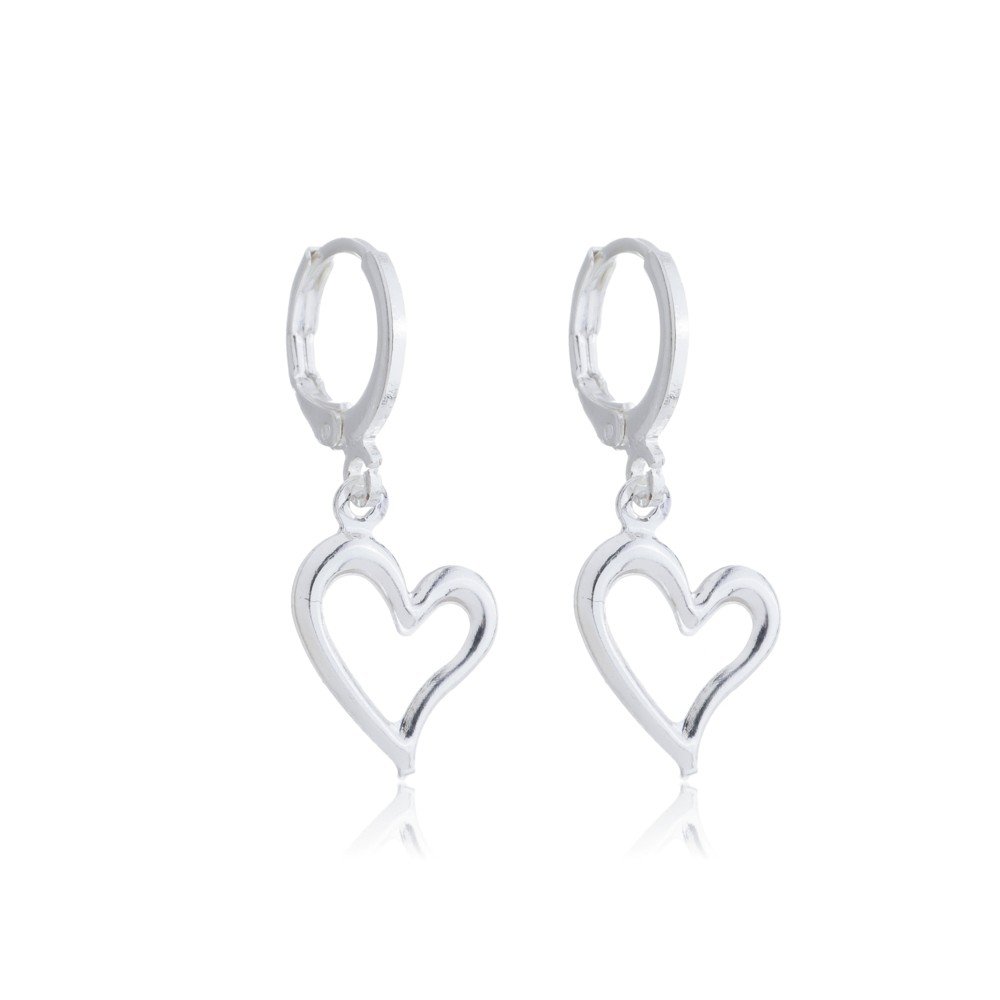 Brinco argolinha coração vazado ref 1910