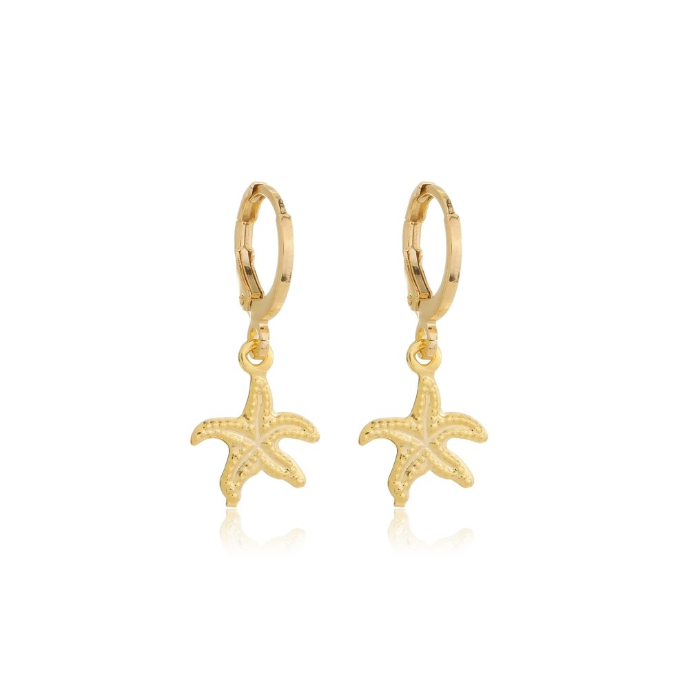 Brinco argolinha estrela do mar dourado ref 2182