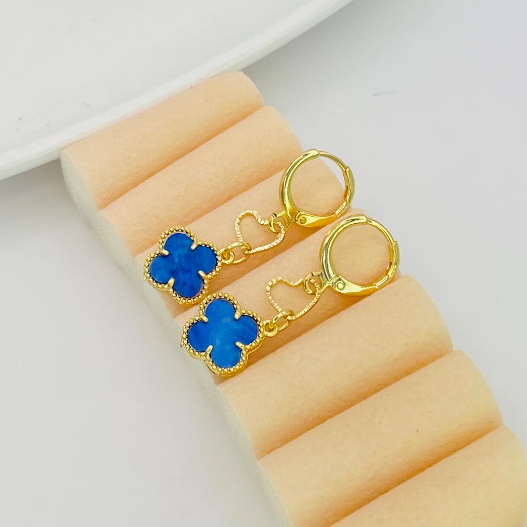Brinco argolinha love virginia azul dourado 3577