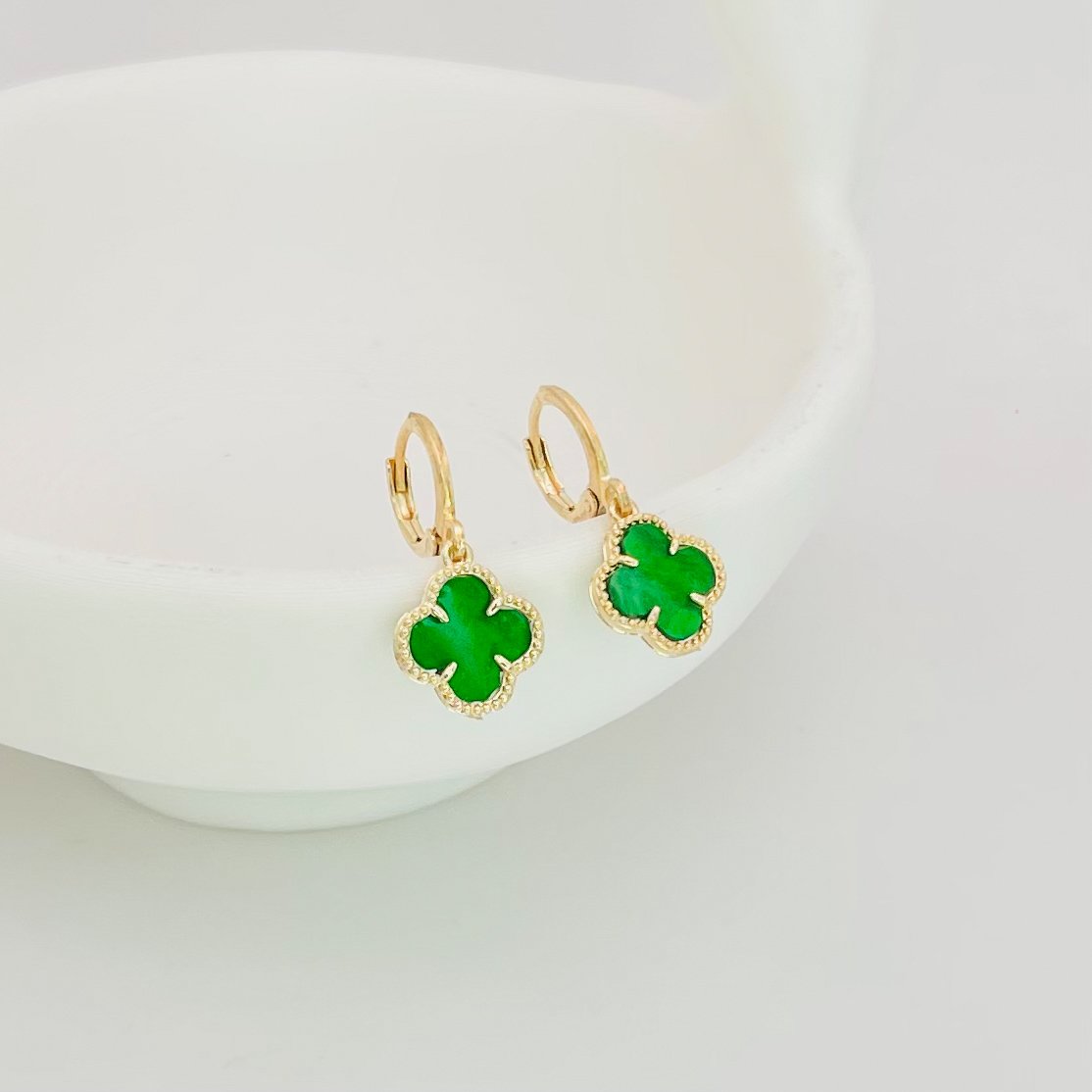 Brinco Argolinha Virginia Verde Dourado Ref 3989