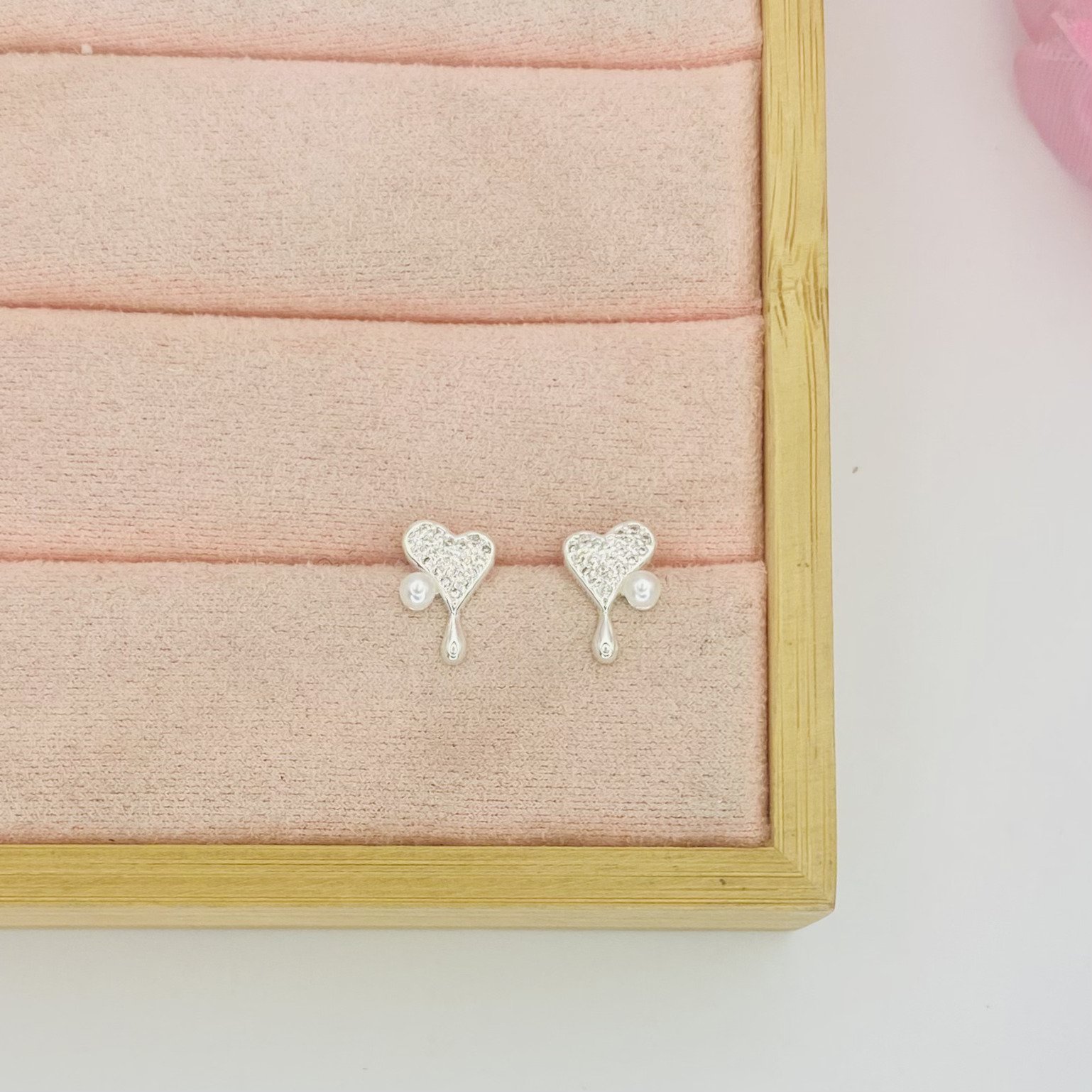 brinco coração gota pérola ref 3252