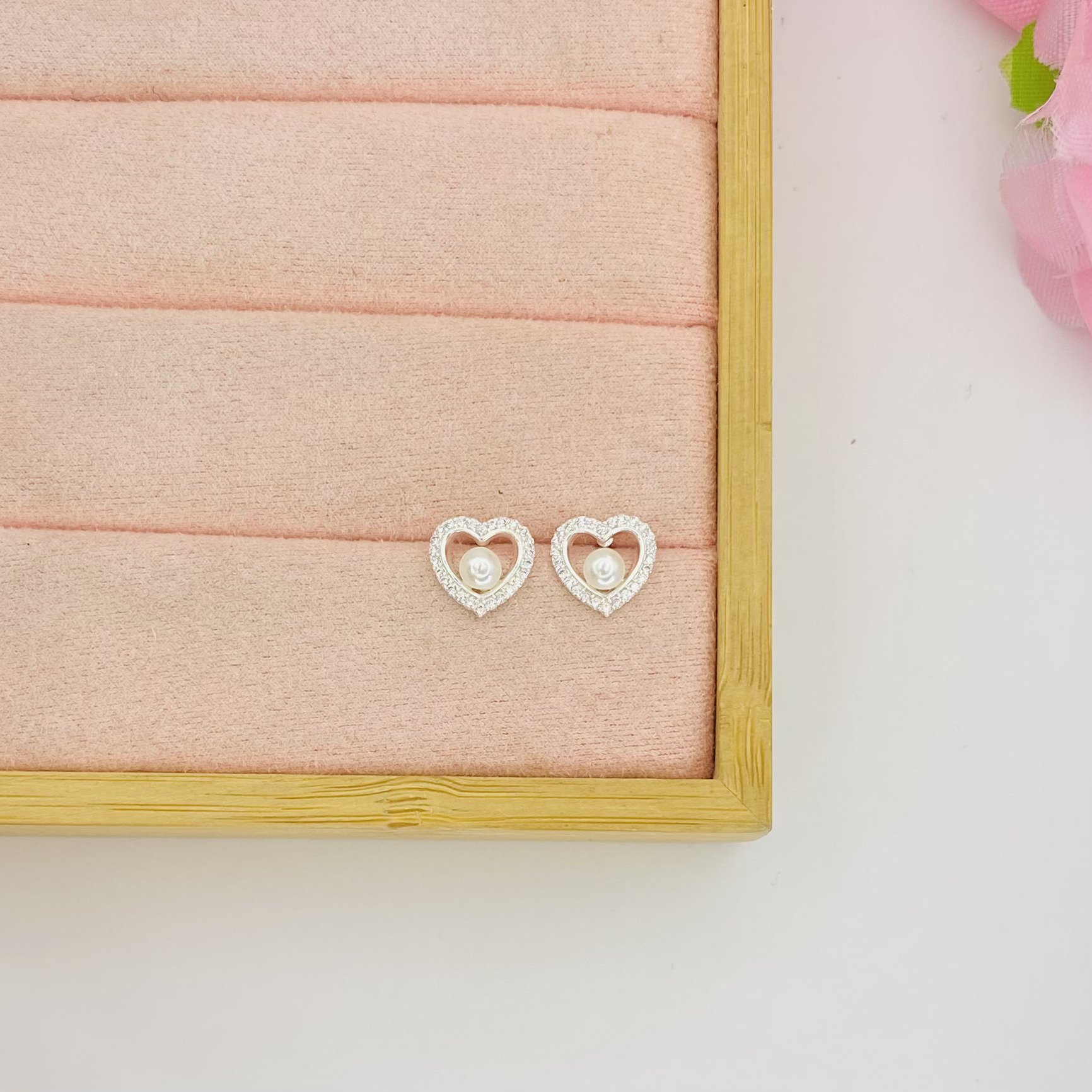 brinco coração pérola ref 3245