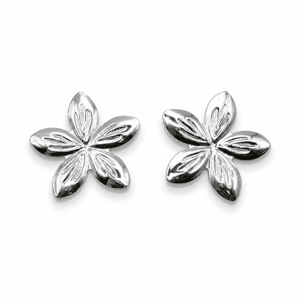 Brinco flor media prata REF 4197