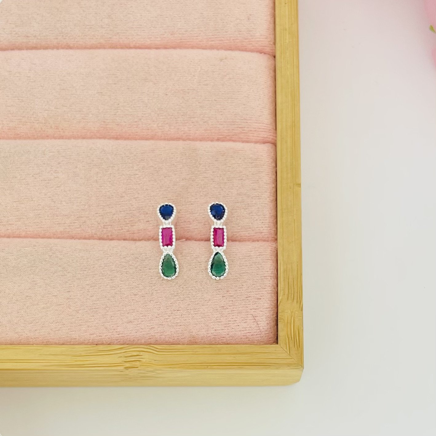 Brinco gotas retângulo ref 3090