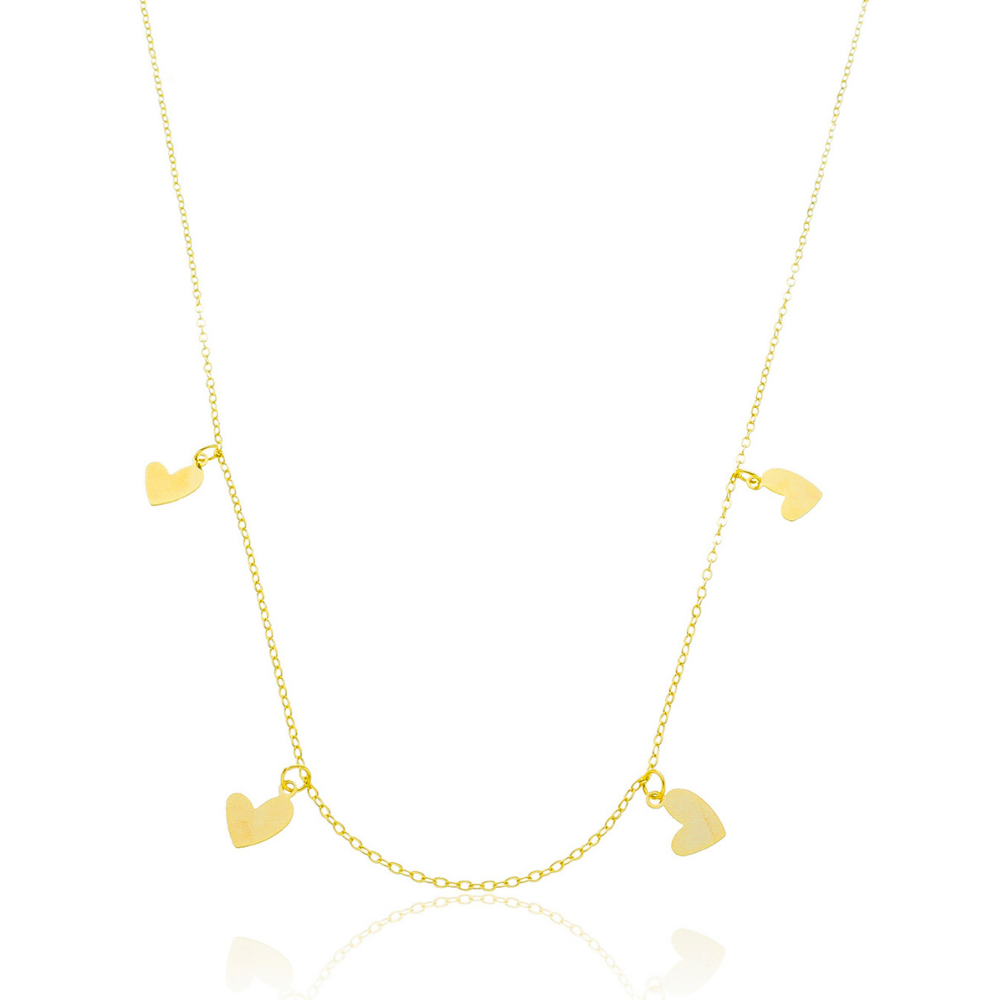 Choker coraçãozinhos dourado ref 2152