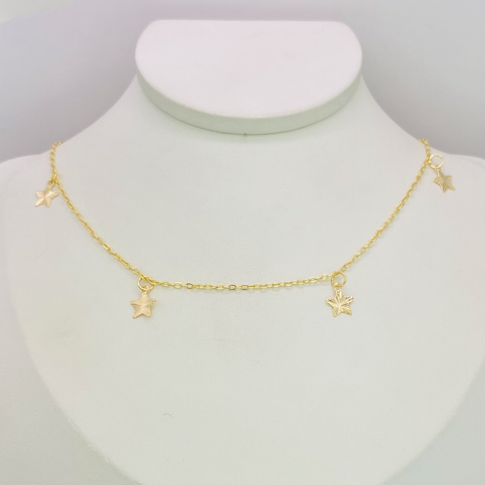 Choker estrelinhas diamantadas dourada ref 2151