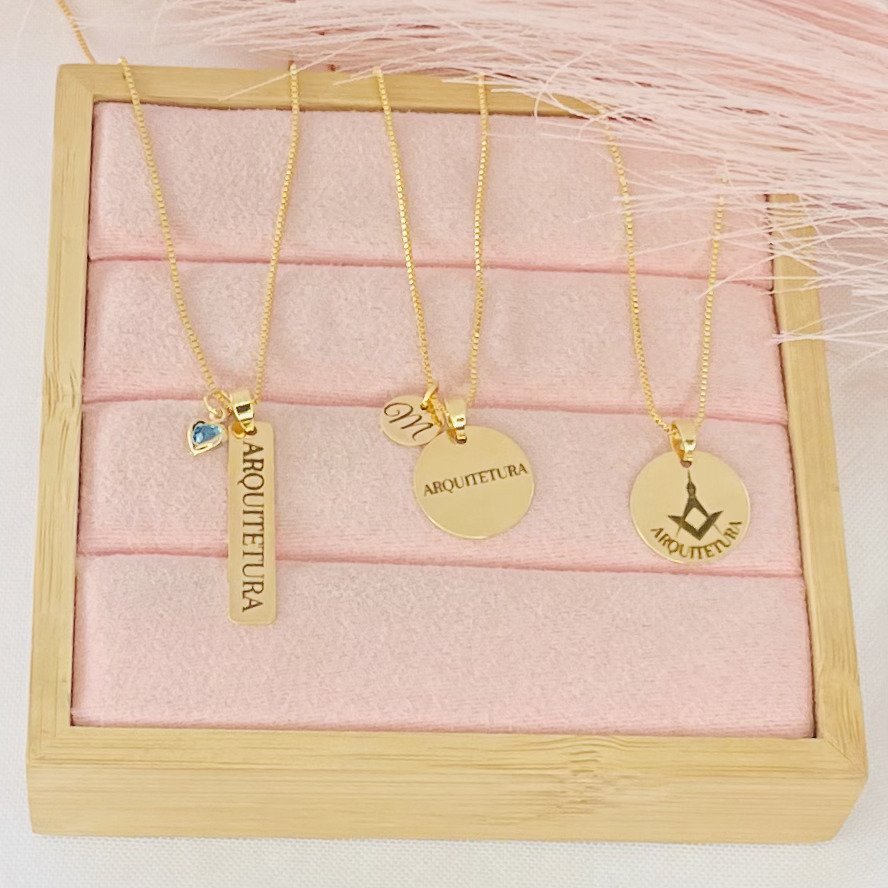 Colar arquitetura dourado ref 2790