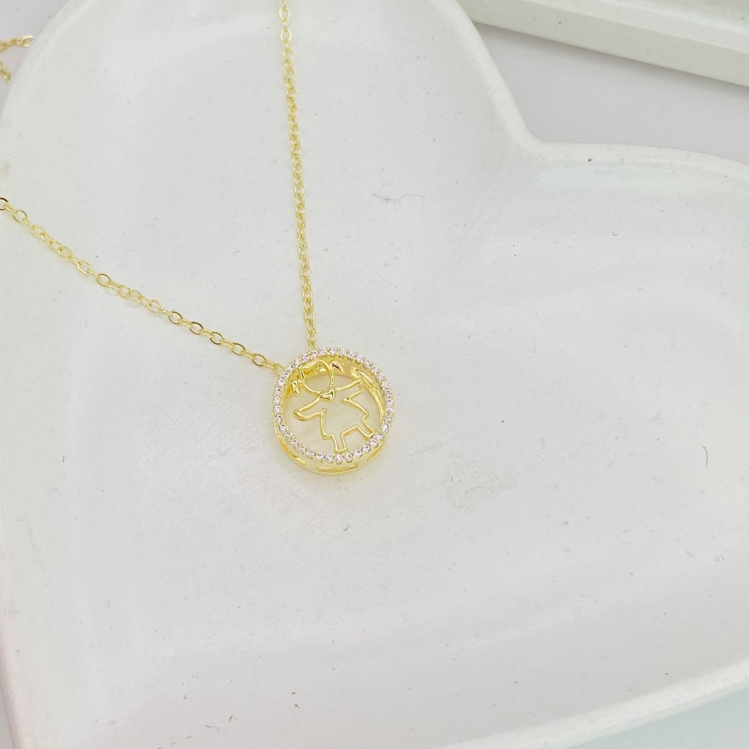 Colar bolinha menina cravejado dourado ref 3006