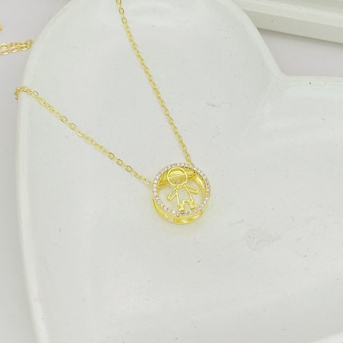 Colar bolinha menino cravejado dourado ref 3008