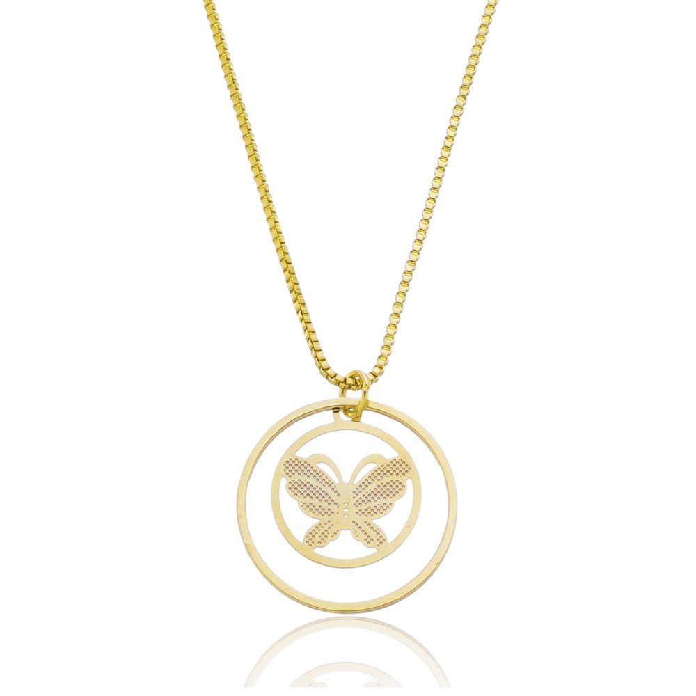 Colar borboleta dourado ref 1590