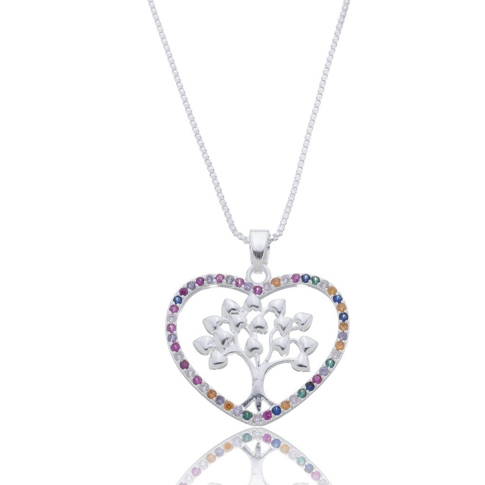 Colar Coração Árvore da Vida Color ref 2119