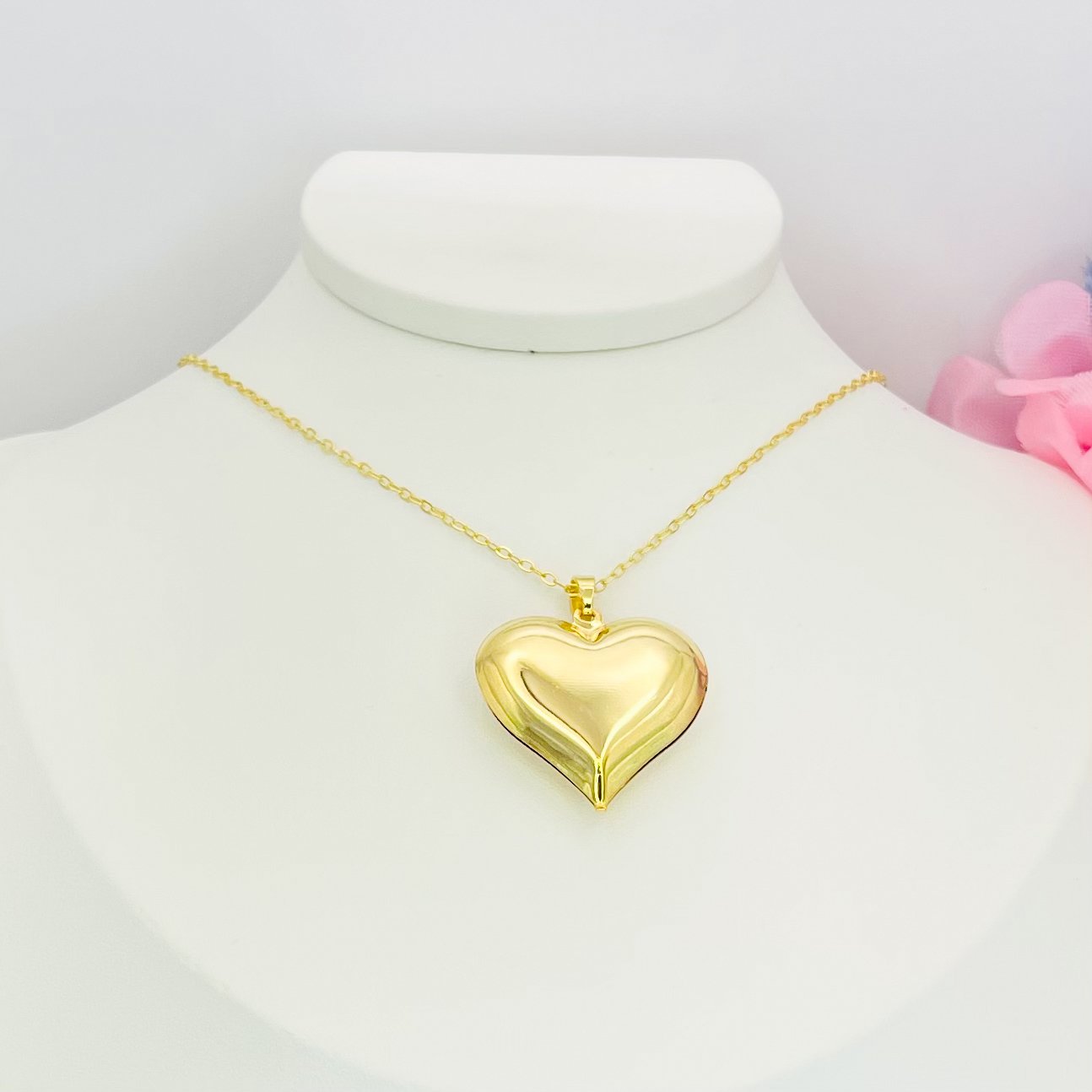Colar coração dourado Ref 3388