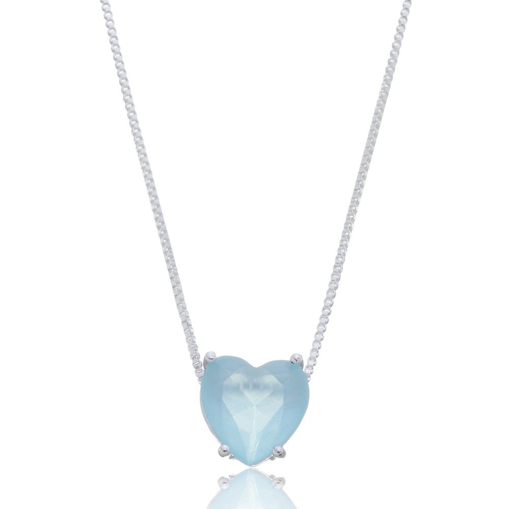 Colar coração fusion azul bebê ref 1983