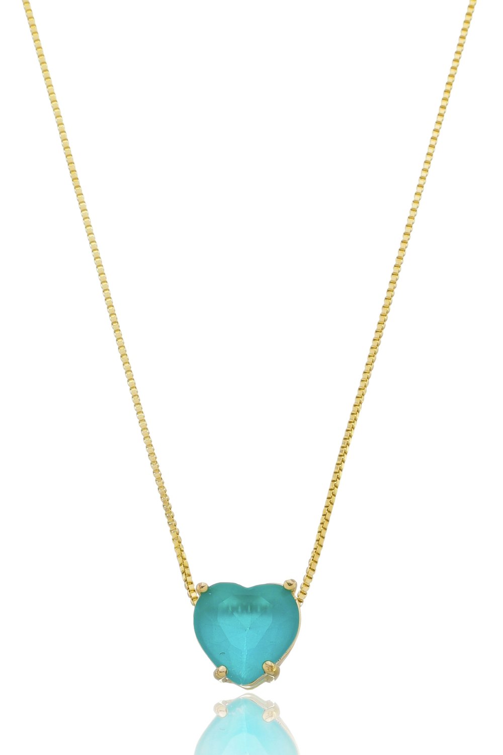 Colar coração fusion azul royal dourado ref 2048