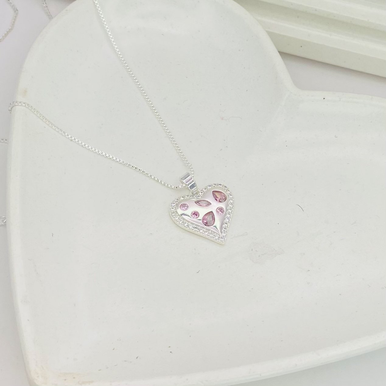 Colar coração gotas lilás ref 2999