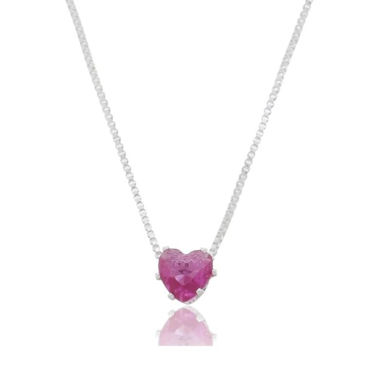 Colar coração p rosa ref 1464