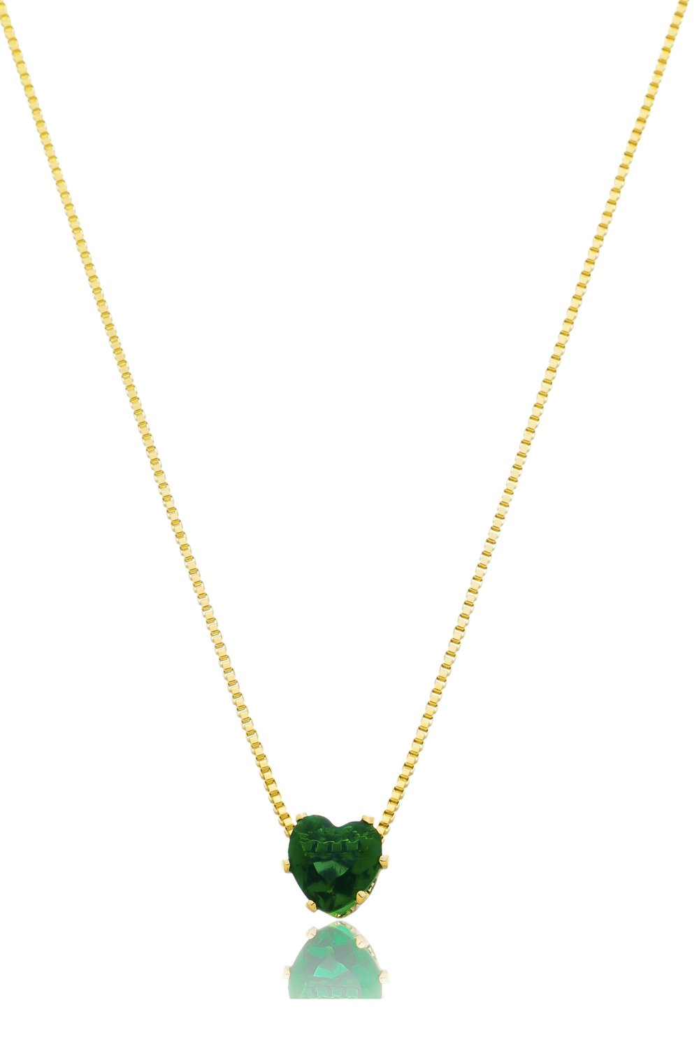 Colar coração p verde dourado ref 1943