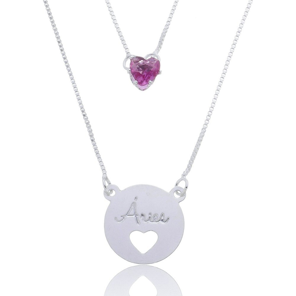 Colar duplo signo áries ref 2139