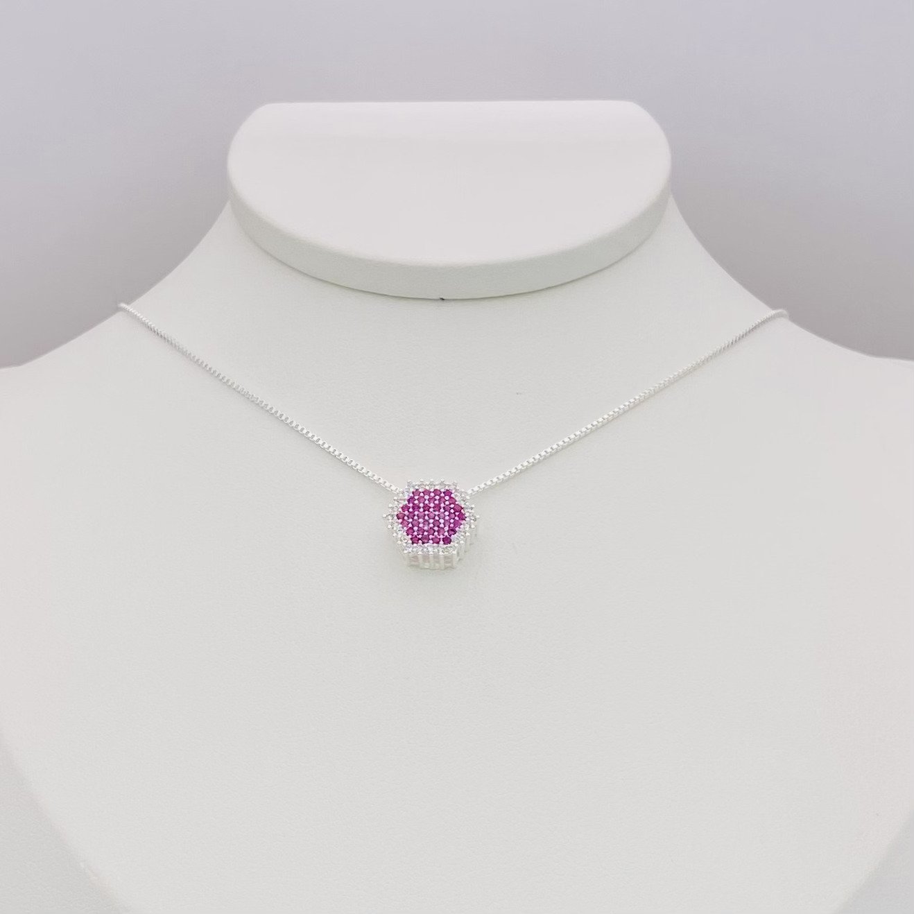 Colar hexagonal rosa ref 3031