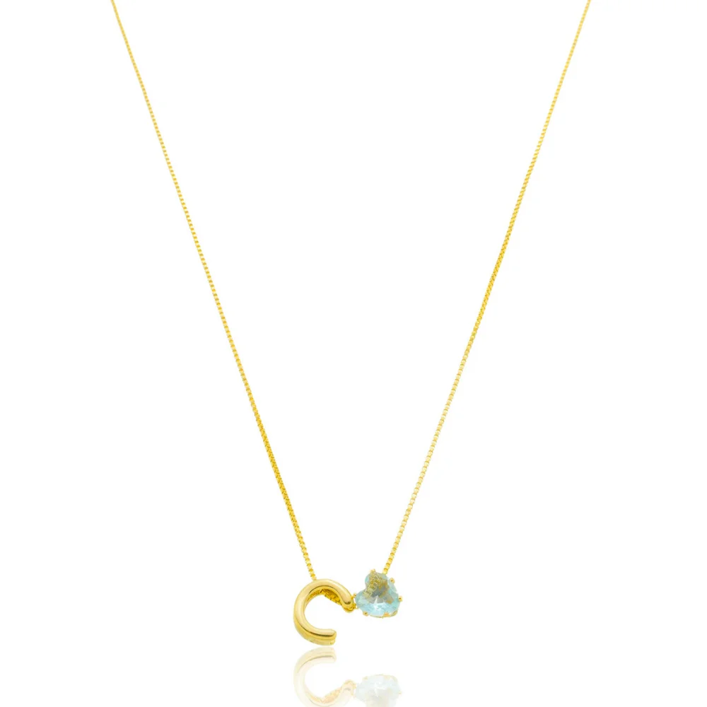 Colar letra coração mini dourado ref 1593