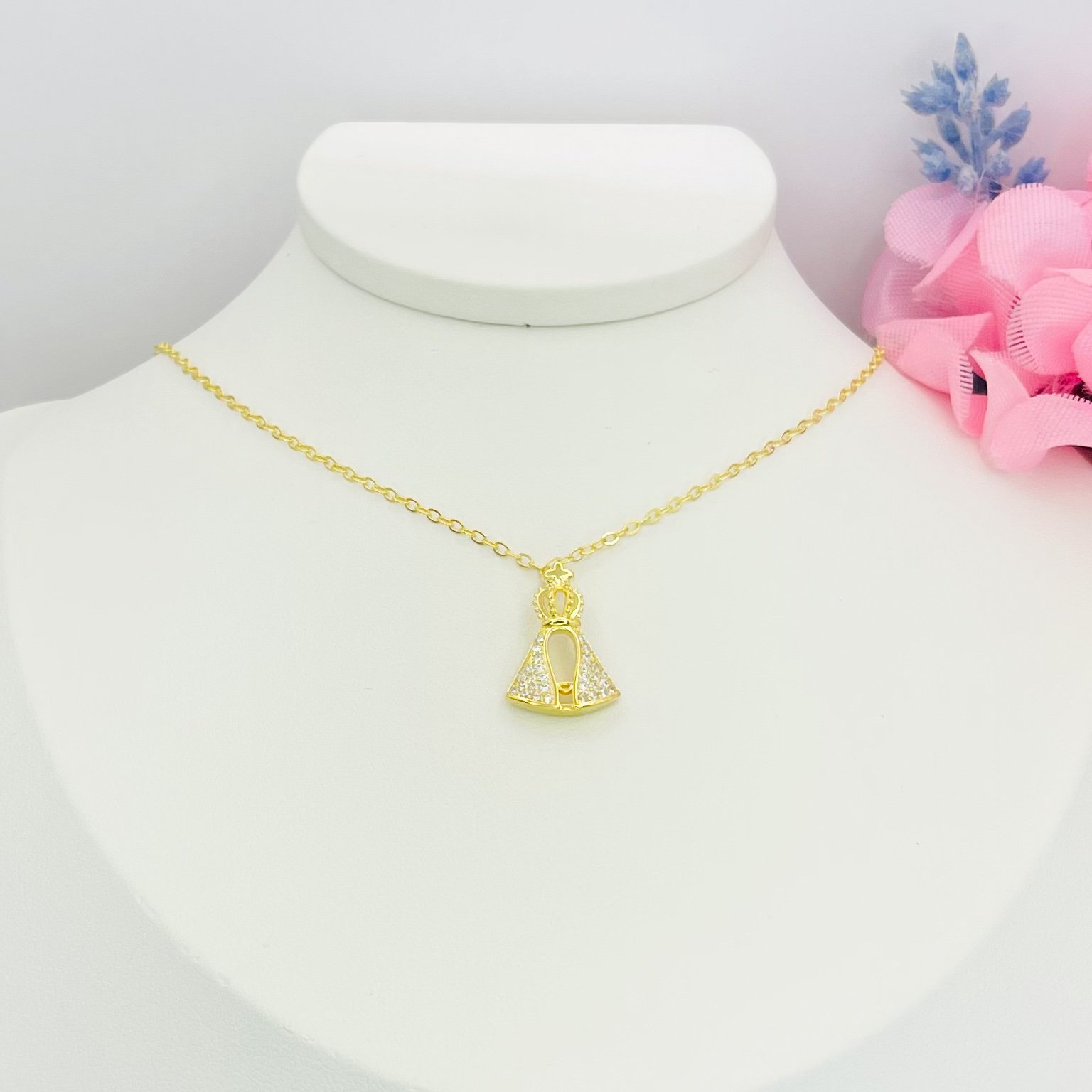 Colar n. s. aparecida dourado Ref.3389