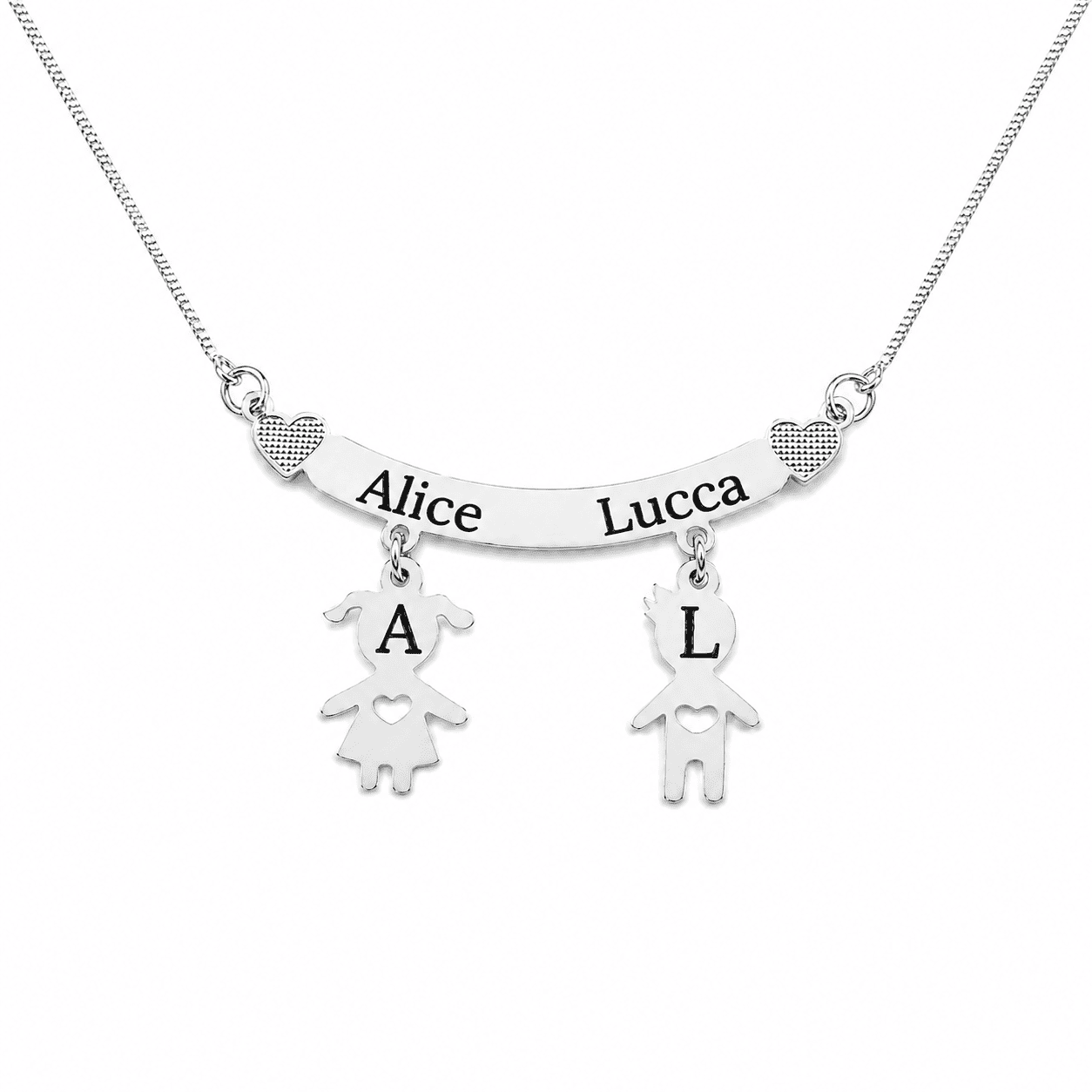 Colar Personalizado Filhos Canga Coração Ref 2843