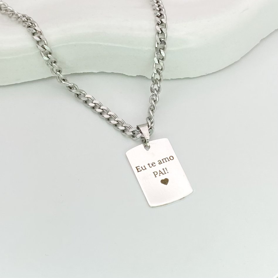 Colar personalizado masculino grumet aço inoxidável militar ref 3443