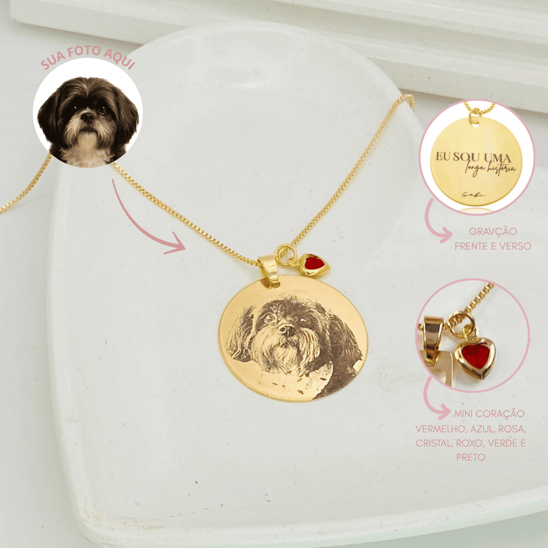 Colar personalizado medalha G dourado ref 2247