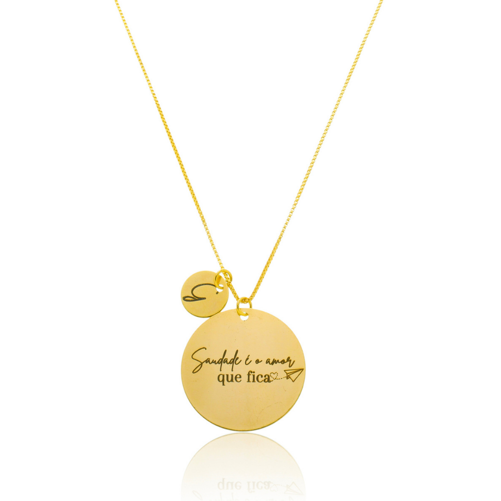 Colar personalizado medalha G + medalha pp dourado ref 2234