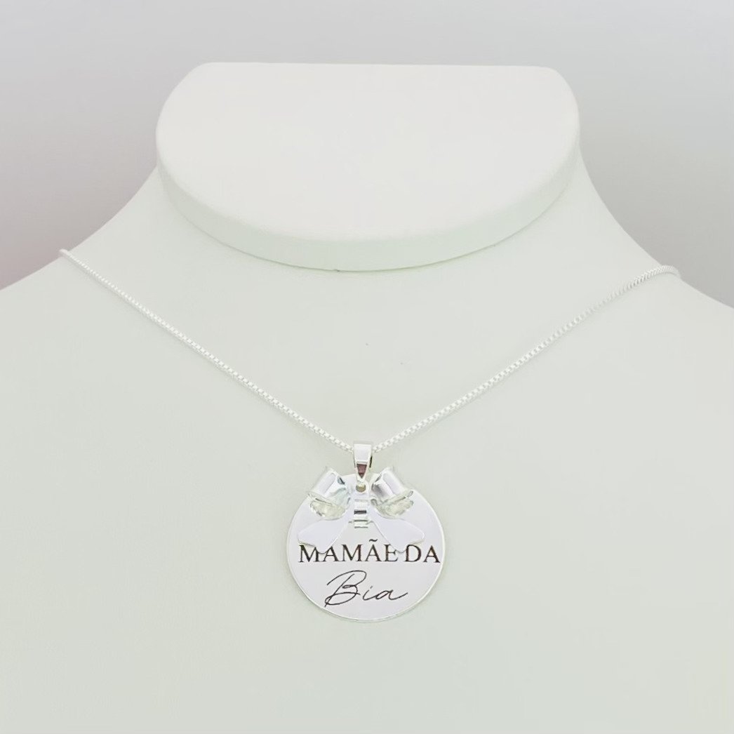 Colar personalizado medalha M + laço ref 3210