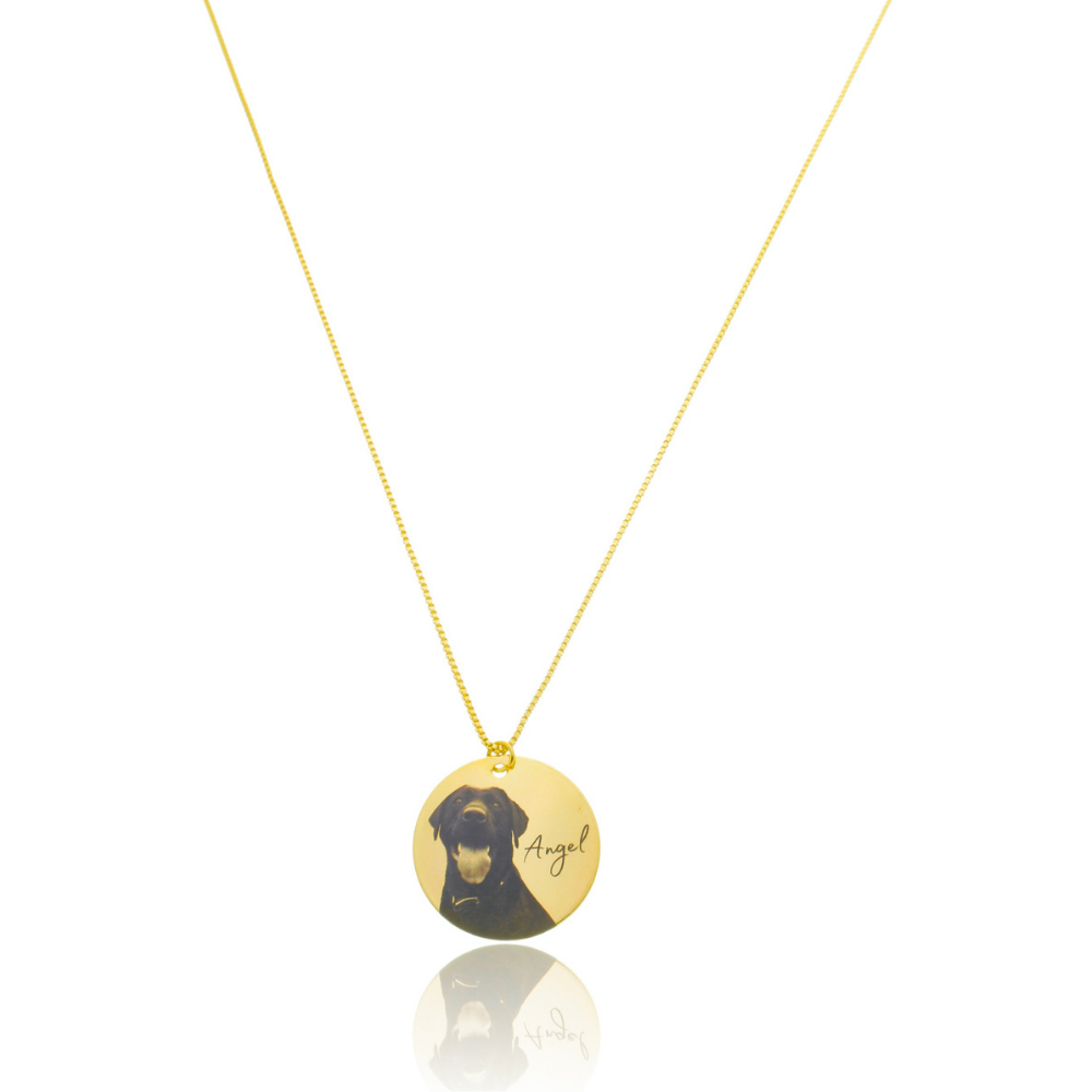Colar personalizado medalha M dourado ref 2236