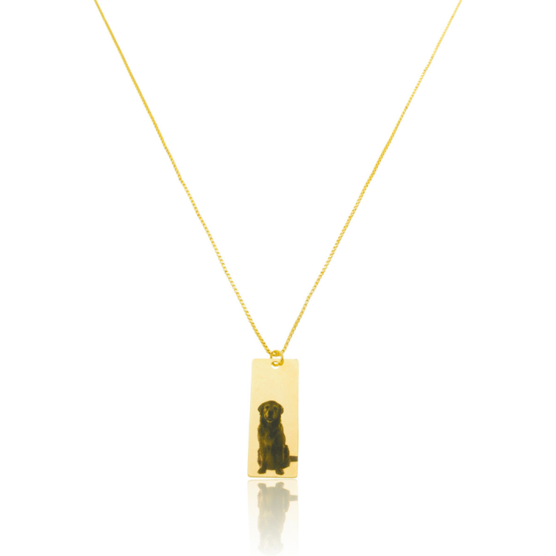 Colar personalizado plaquinha larga dourada ref 2238