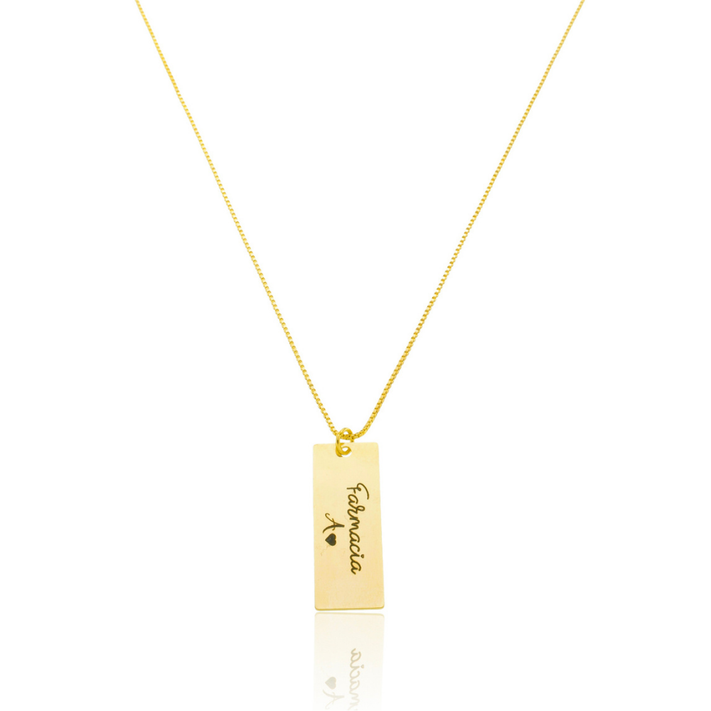 Colar personalizado plaquinha larga dourada ref 2238