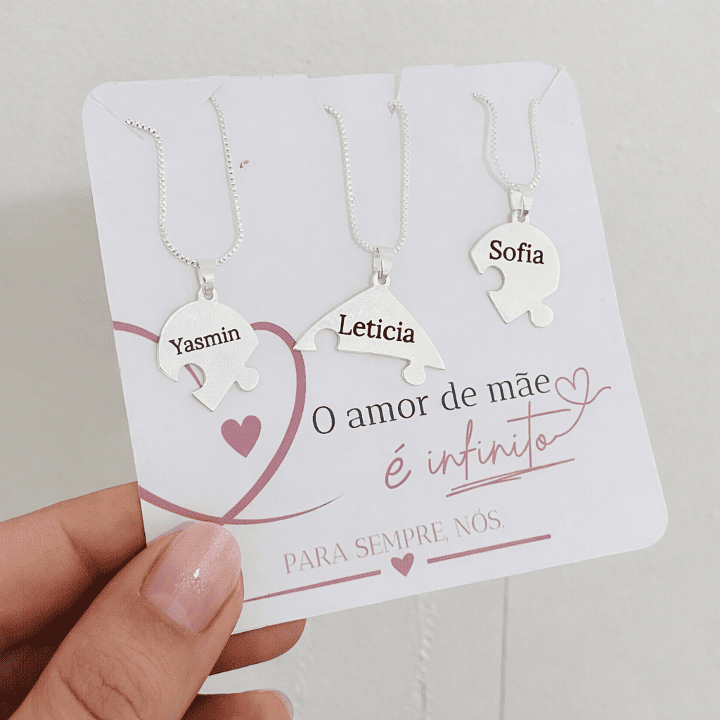 Colar personalizado quebra cabeça coração ref 4066