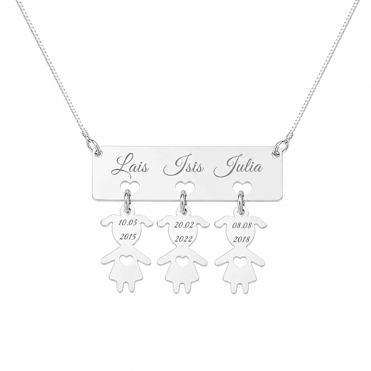 Colar Personalizado Três Filhos Canga Três Corações Ref 2839