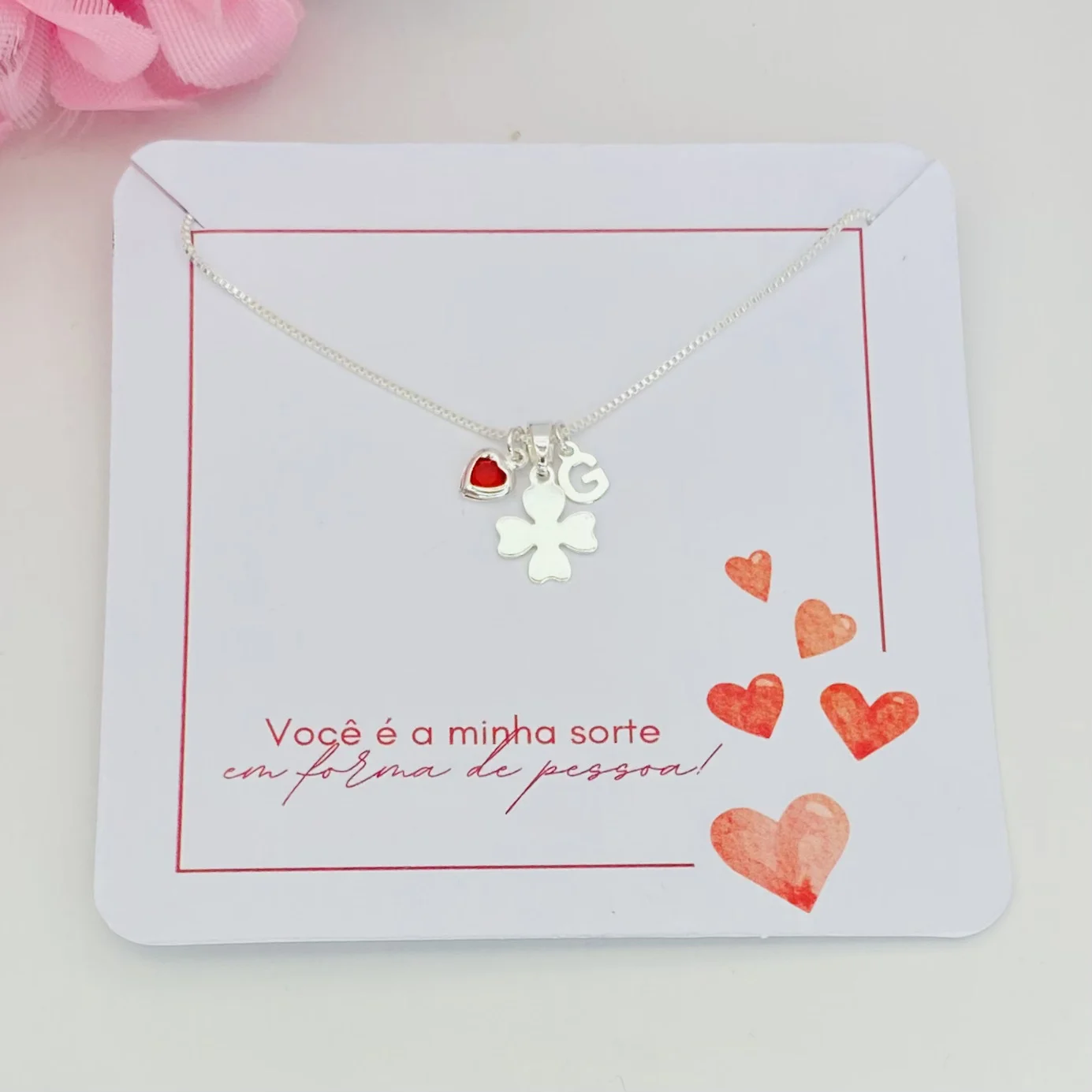 colar trevo inicial ref 3345