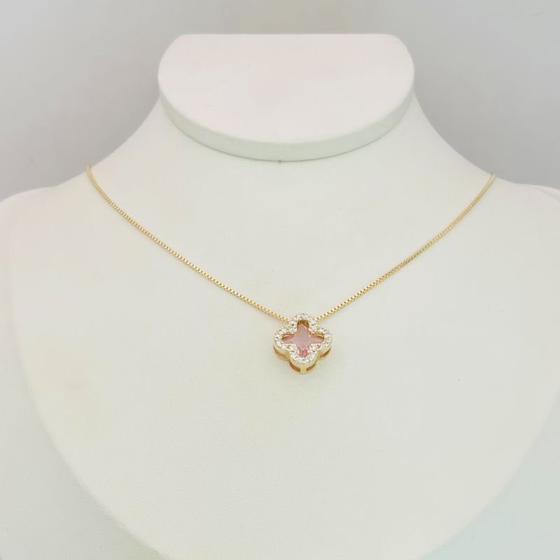 Colar virginia rosa bebê dourado ref 3969