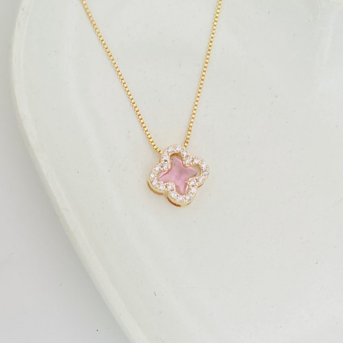 Colar virginia rosa bebê dourado ref 3969