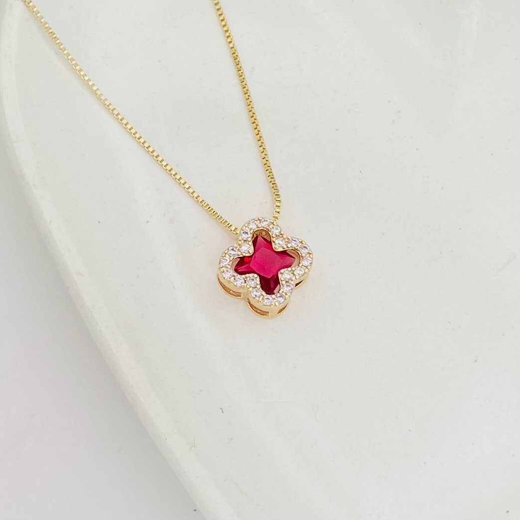 Colar virginia rosa cravejado dourado ref 3971