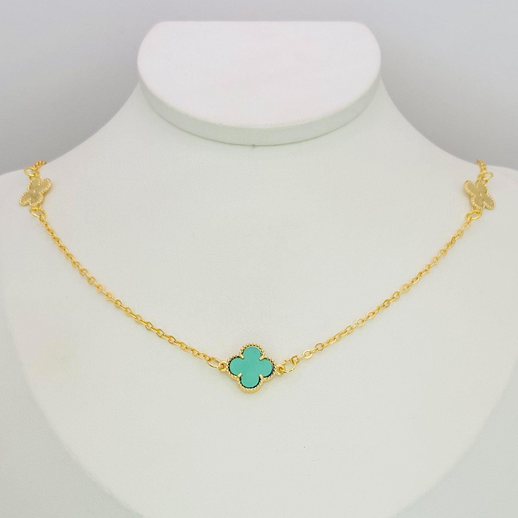 Colar Virginia Verde Dourado Ref 2736