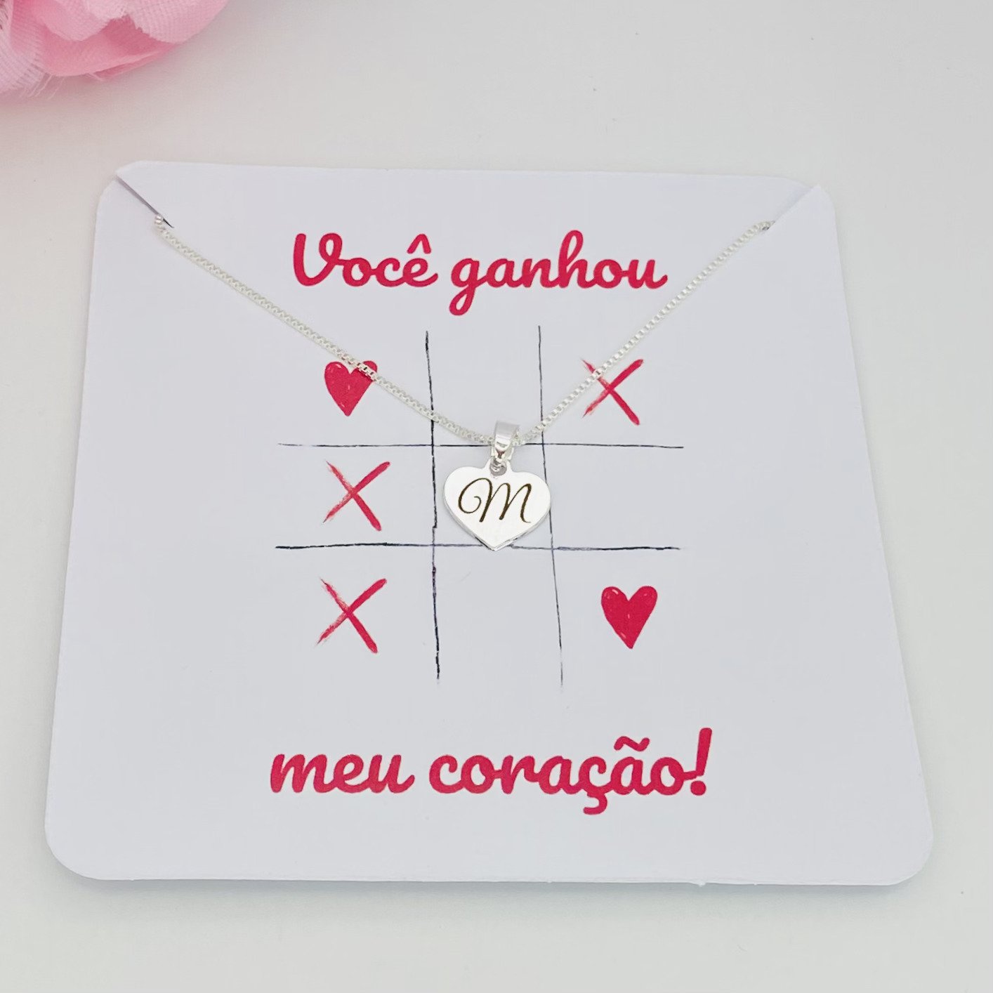 Colar você ganhou meu coração com incial ref 3331