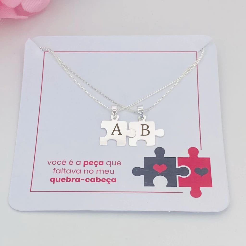 Colares personalizados quebra cabeça (dois colares) ref 3347