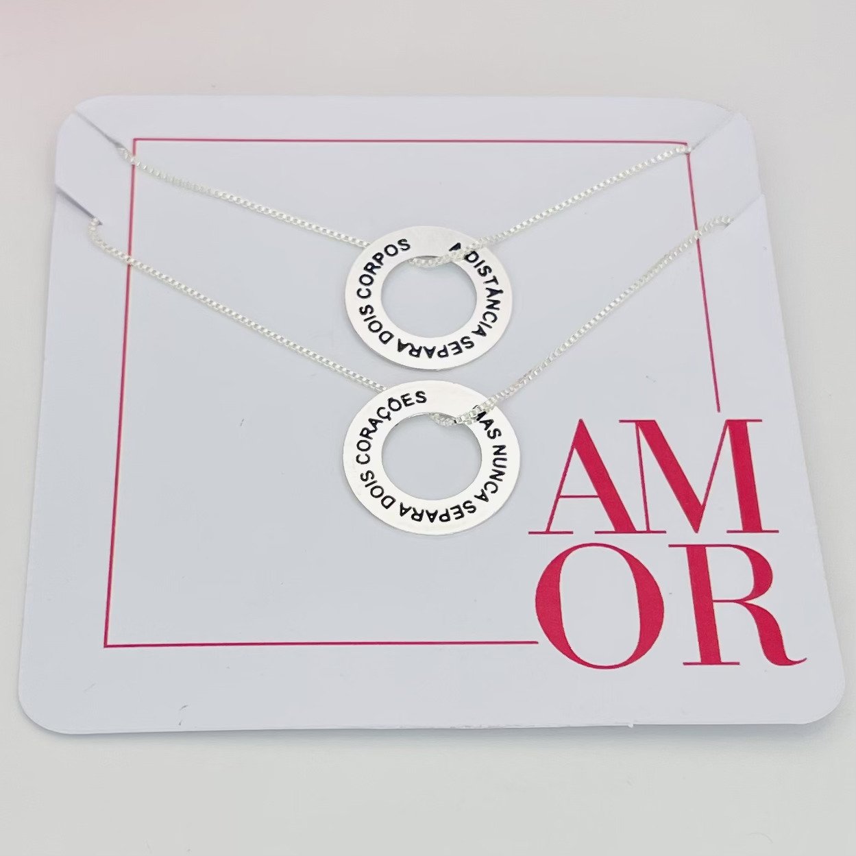 Kit colar casal dois corpos dois corações (2 colares) ref 3313