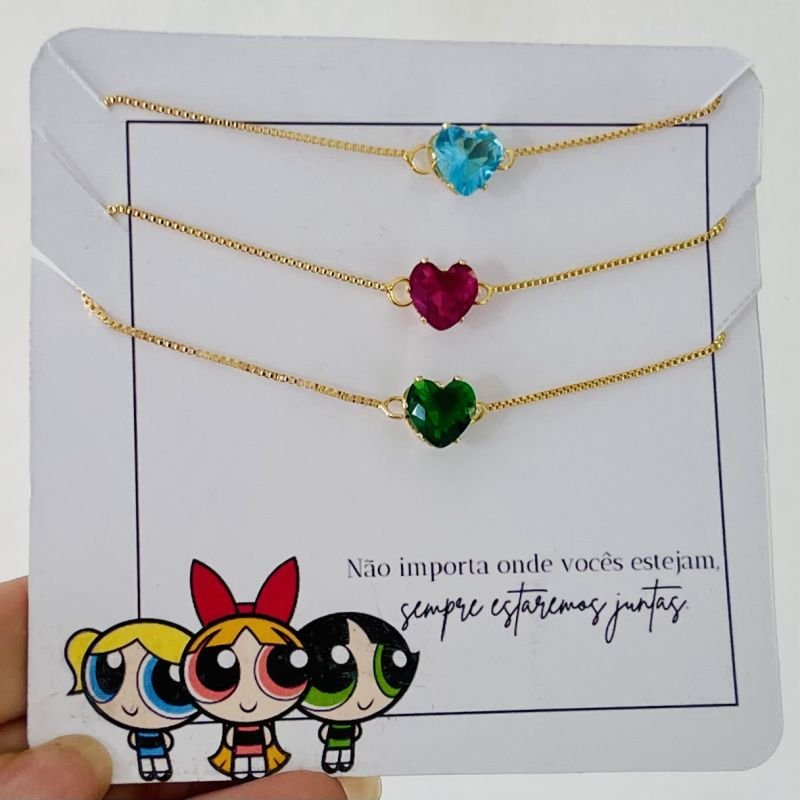 kit pulseiras meninas super poderosas dourado (3 pulseiras) ref 4009