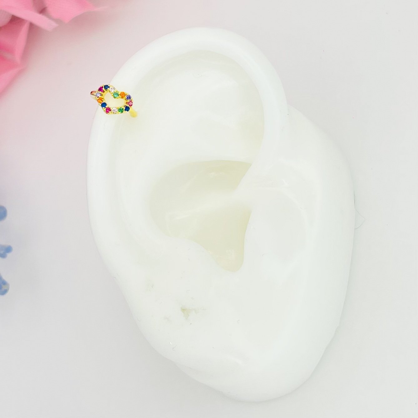 piercing fake coração color dourado ref 3412