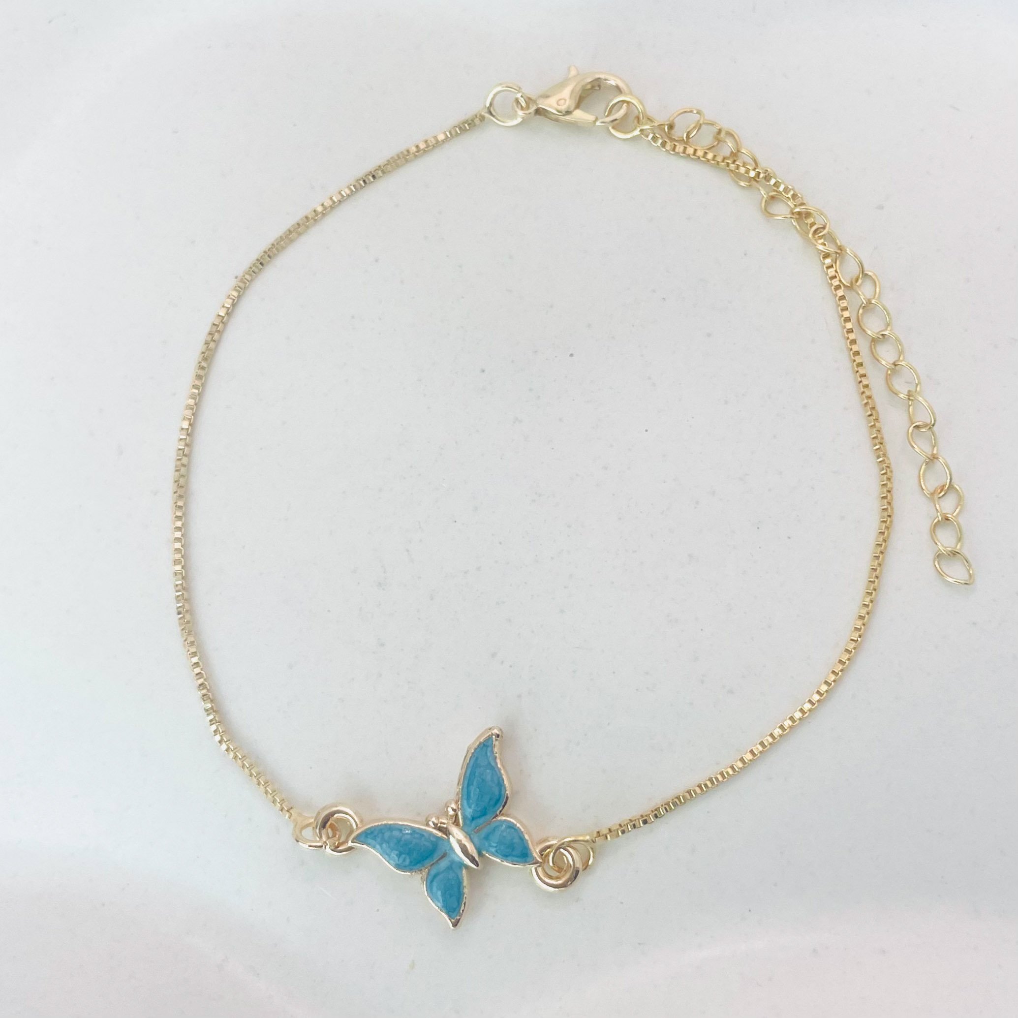 Pulseira borboleta azul dourado REF 4089