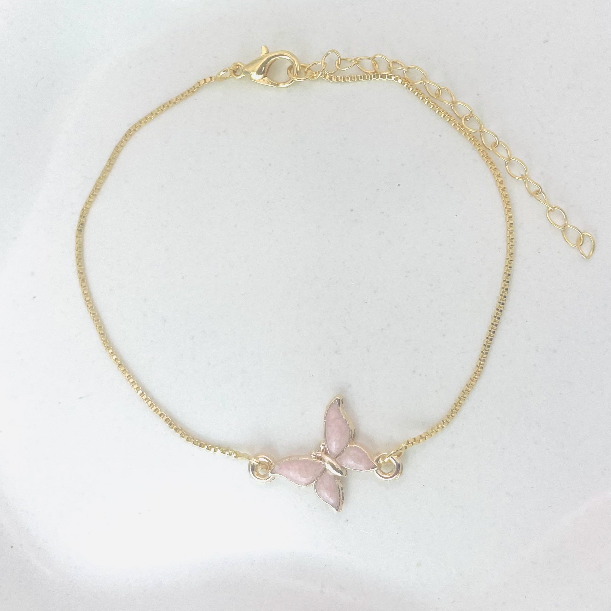 Pulseira borboleta rosa dourado REF 4093