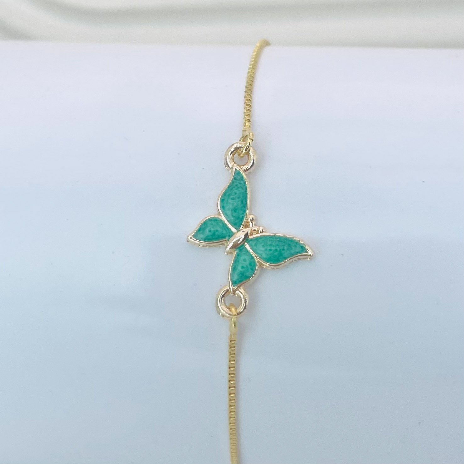 Pulseira borboleta verde dourado REF 4091