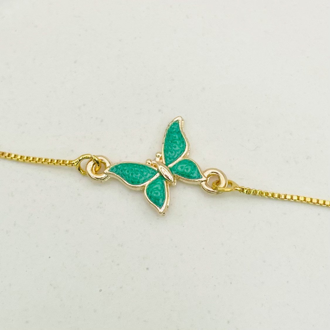 Pulseira borboleta verde dourado REF 4091